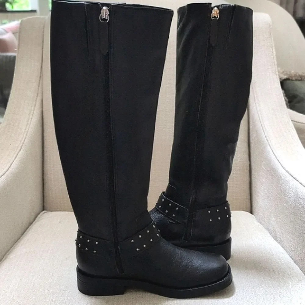 Schutz Luccia Buckle Black Graxo Leather Women's Boot Moto Grunge Punk Casual